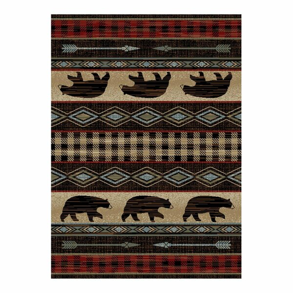 Sleep Ez 2 ft. 3 in. x 7 ft. 7 in. Lodge King Bear Down Area Rug, Red SL1847813